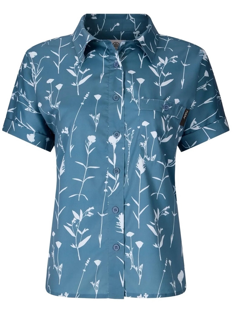 Flylow women’s around town shirt ocean sky wildflower size XL NWT